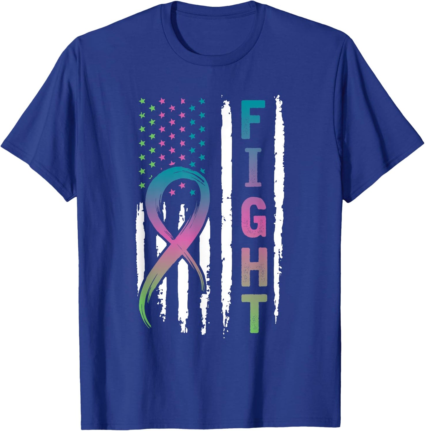Distressed American Flag Metastatic Breast Cancer Men T-Shirt - T-Shirt | Royal