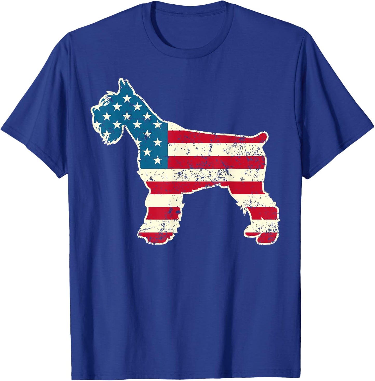 Schnauzer 4th of July Dog Lover Gifts Men USA American Flag T-Shirt - T-Shirt | Royal