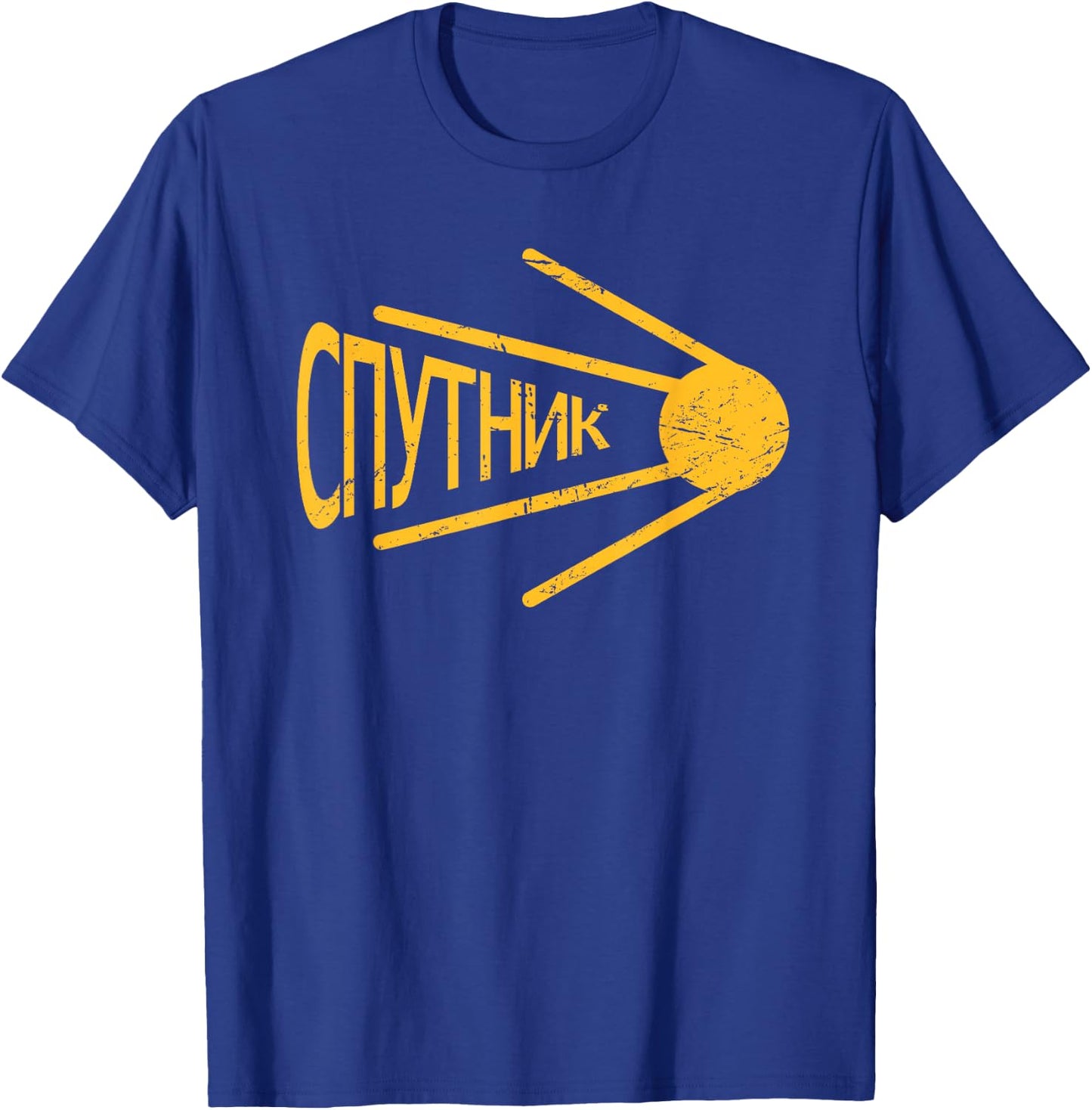 Retro Distressed Sputnik T-Shirt - T-Shirt | Royal
