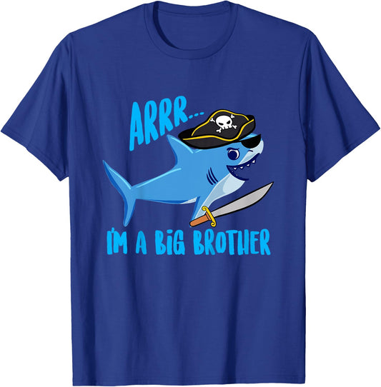 Kids I'm a Big Brother Funny Shark Pirate Gift Brothers T-Shirt - T-Shirt | Royal