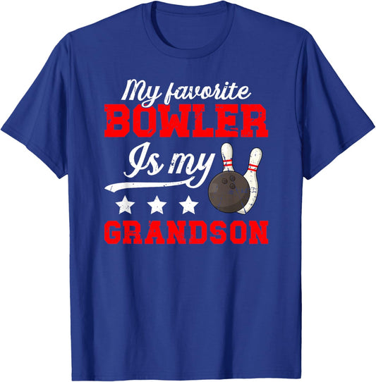 My Grandson Bowling Grandpa Of A Bowler Grandfather T-Shirt - T-Shirt | Royal