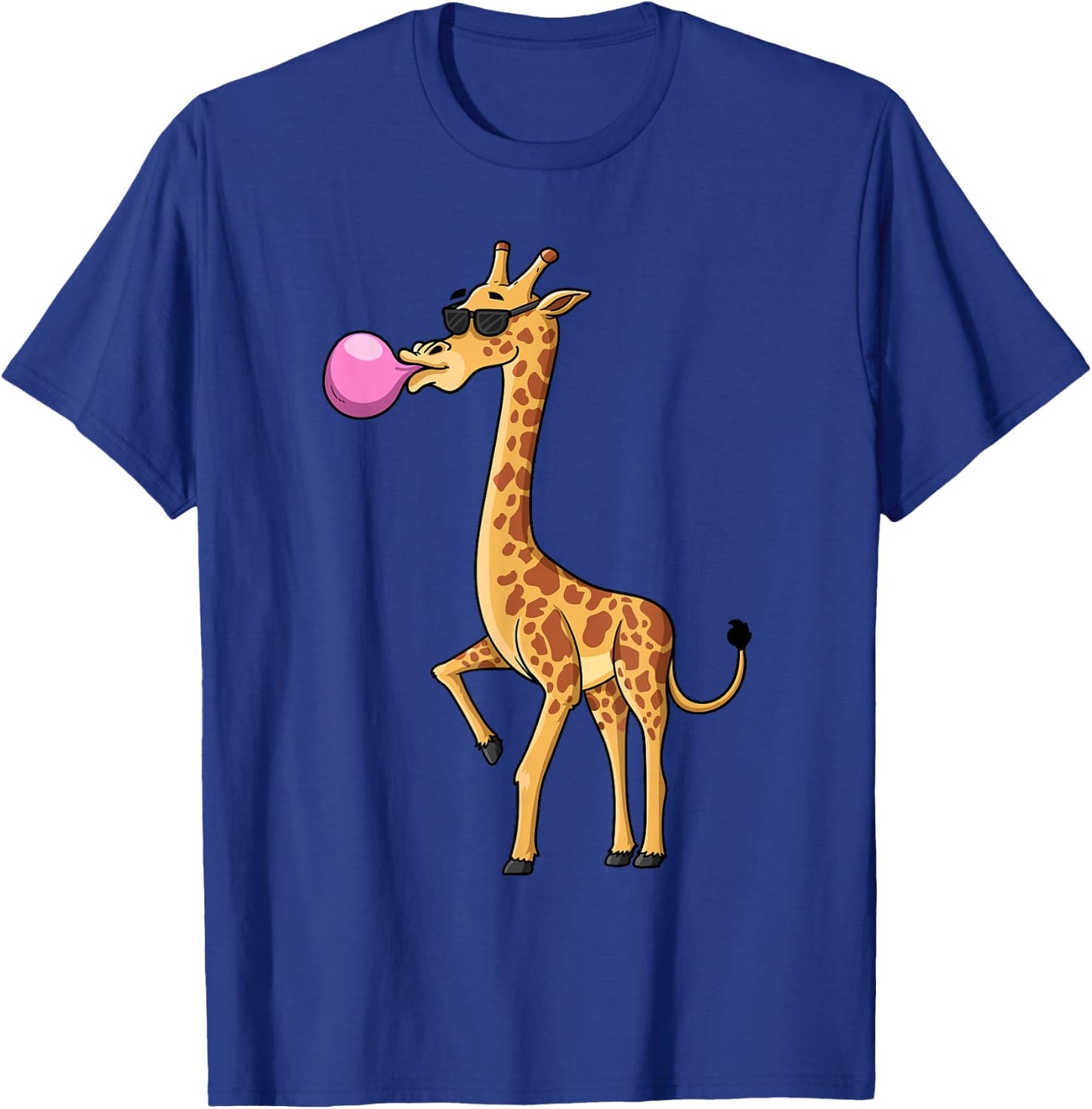 Funny Blowing Bubble Gum Giraffe Animal Lover Chewing Candy T-Shirt - T-Shirt | Royal