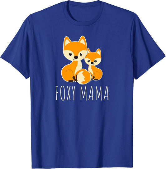Foxy Mama Funny Mom Quote Mother Daughter Foxes Cute Graphic T-Shirt - T-Shirt | Royal