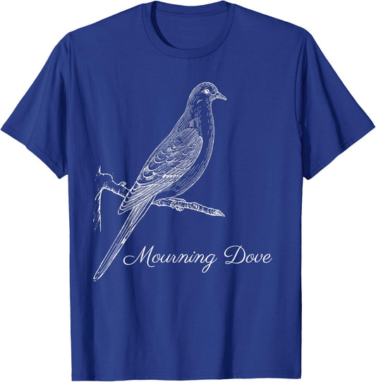 Mourning Dove Bird Shirt Ornithology White Lines T-Shirt - T-Shirt | Royal