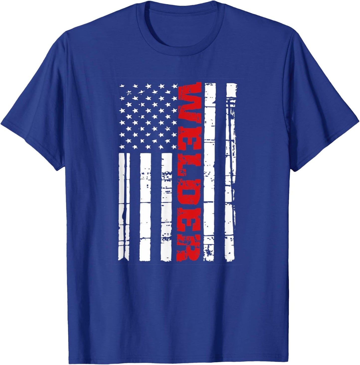 Welder American Flag Shirt USA Patriotic Weld Pipefitter T-Shirt - T-Shirt | Royal