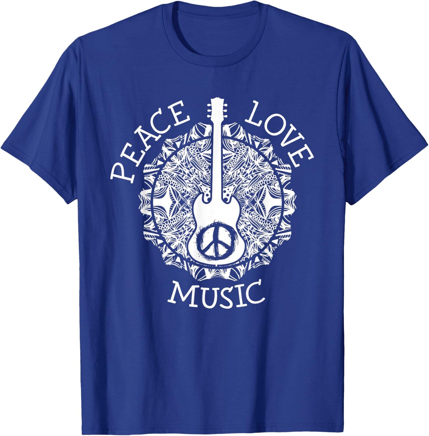 Peace love music shirt - Guitar Dad Rock star Gift T-Shirt - T-Shirt | Royal