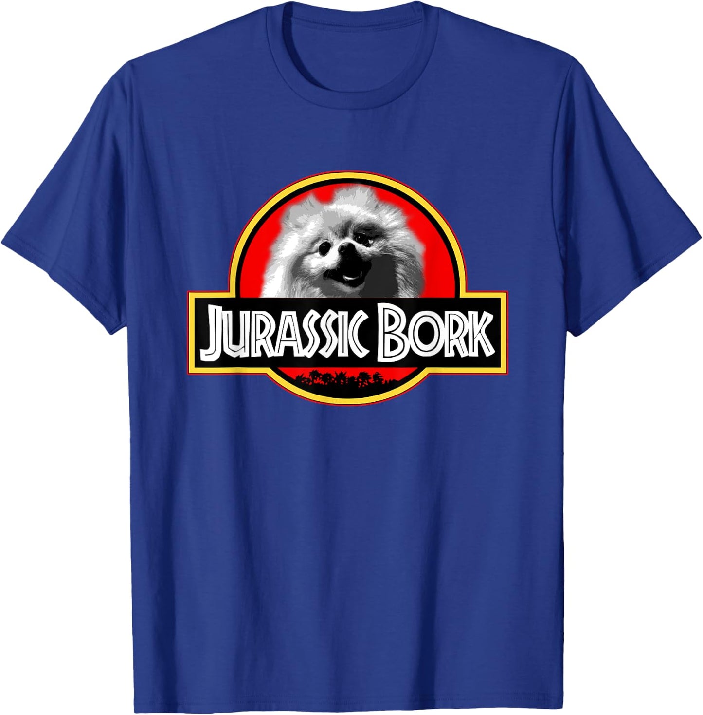 KBX Jurassic Bork Doggo Pomeranian Funny - Black, Adult, , Short Sleeve, Classic Fit, Small T-Shirt - T-Shirt | Royal