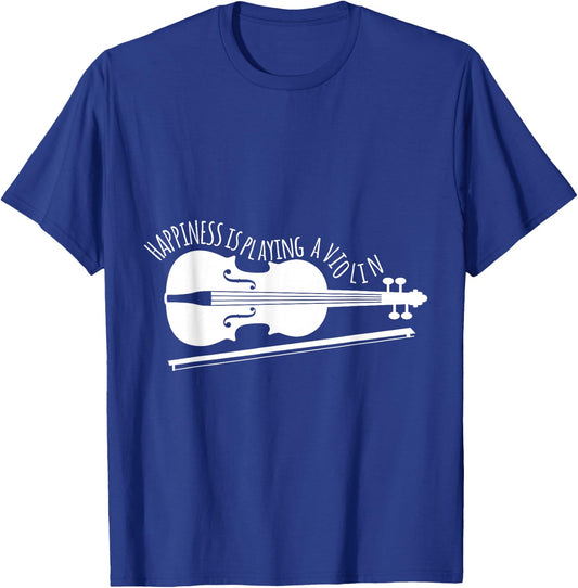 Hapiness Is Playing Violin Musician Gift T-Shirt - T-Shirt | Royal