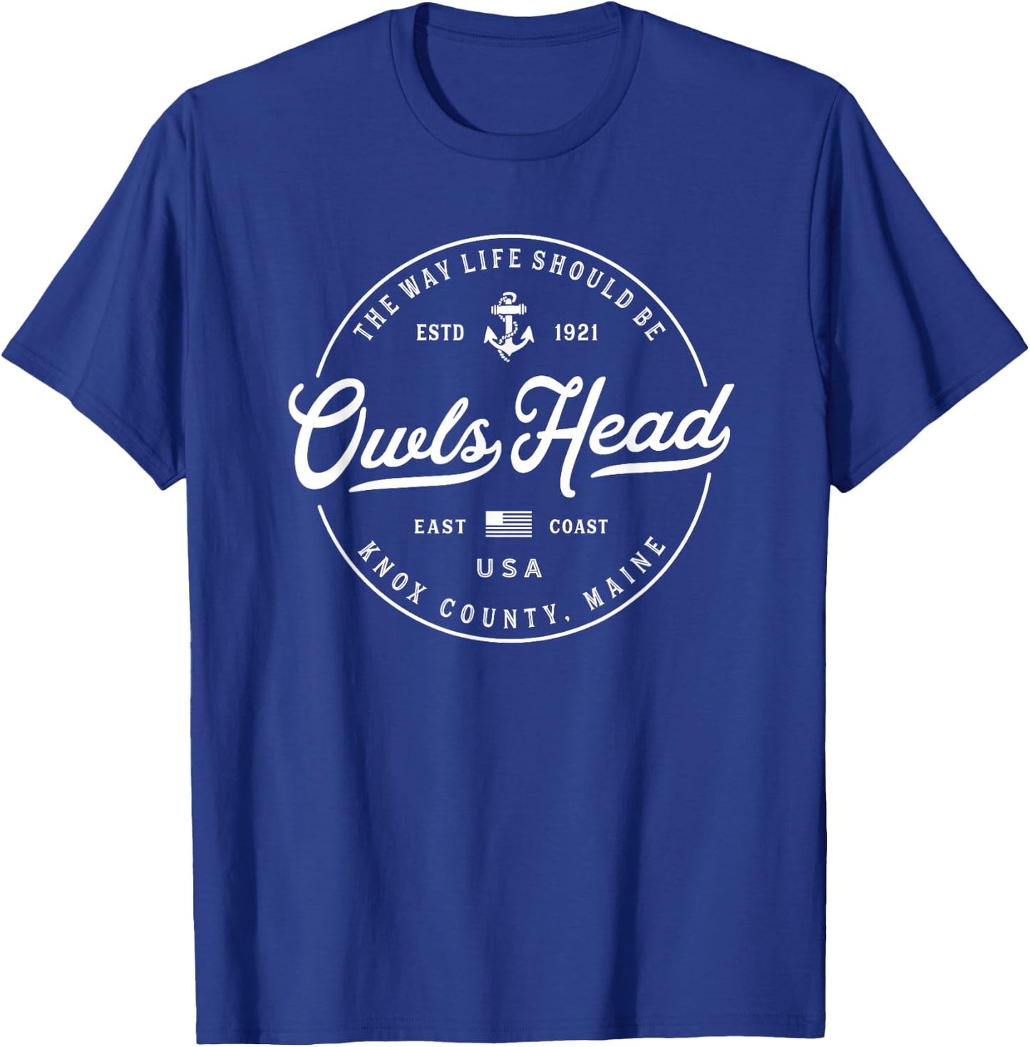 NAUTICAL Anchor Owls Head Maine Travel Vacation T-Shirt - T-Shirt | Royal