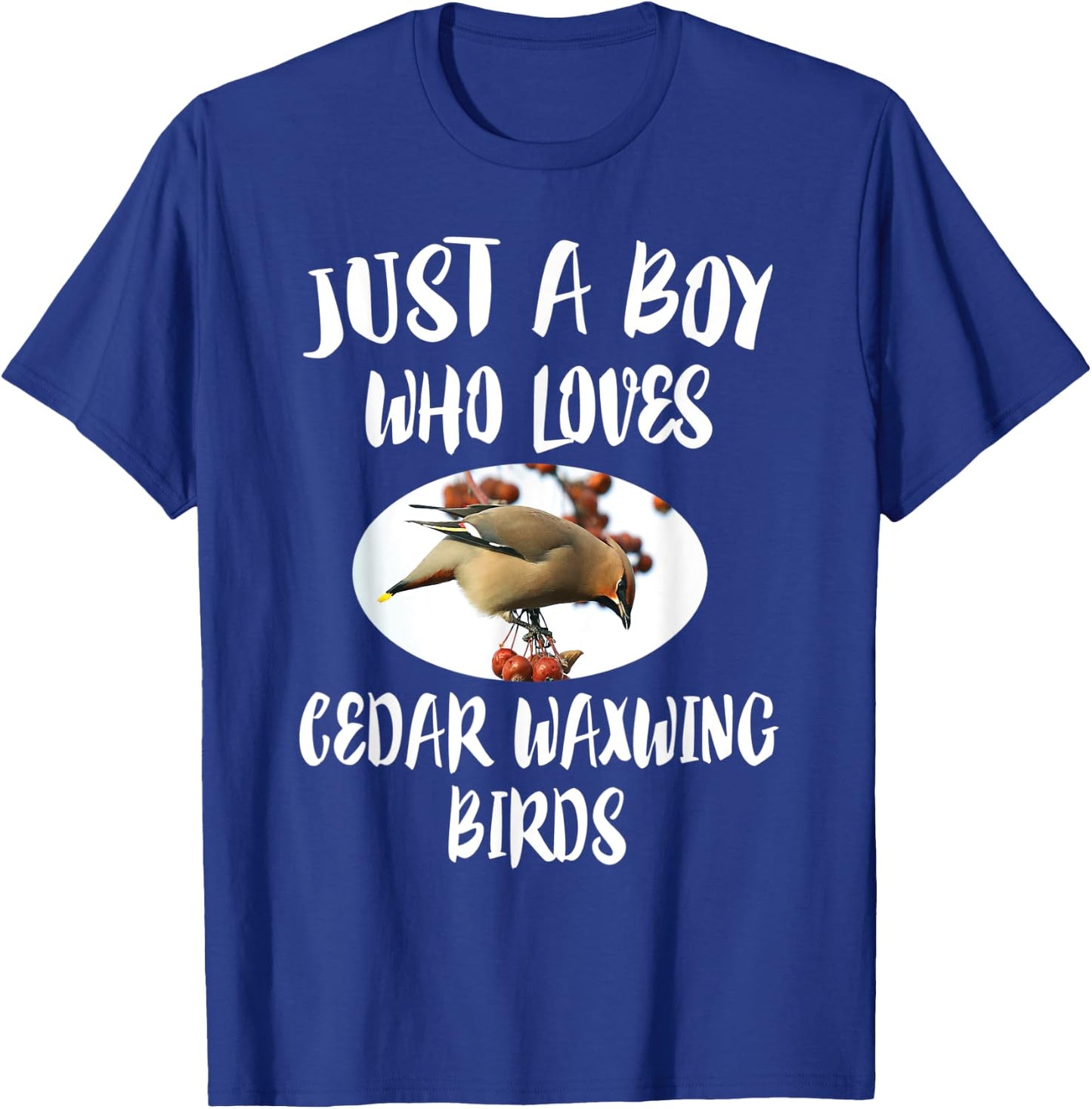 Just A Boy Who Loves Cedar Waxwing Birds Gift T-Shirt - T-Shirt | Royal