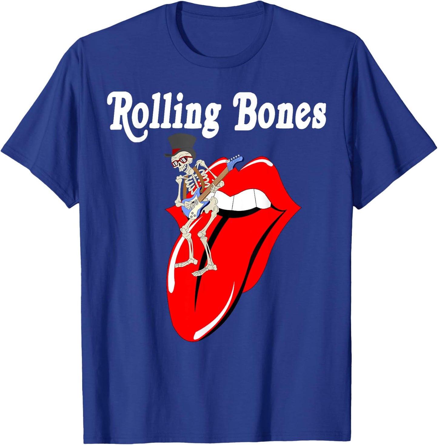 Rolling Bones Skeleton Playing Guitar Classic Rock Fan T-Shirt - T-Shirt | Royal