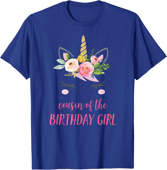 Cousin of the Birthday Girl Matching Shirt, Unicorn Cousin T-Shirt - T-Shirt | Royal