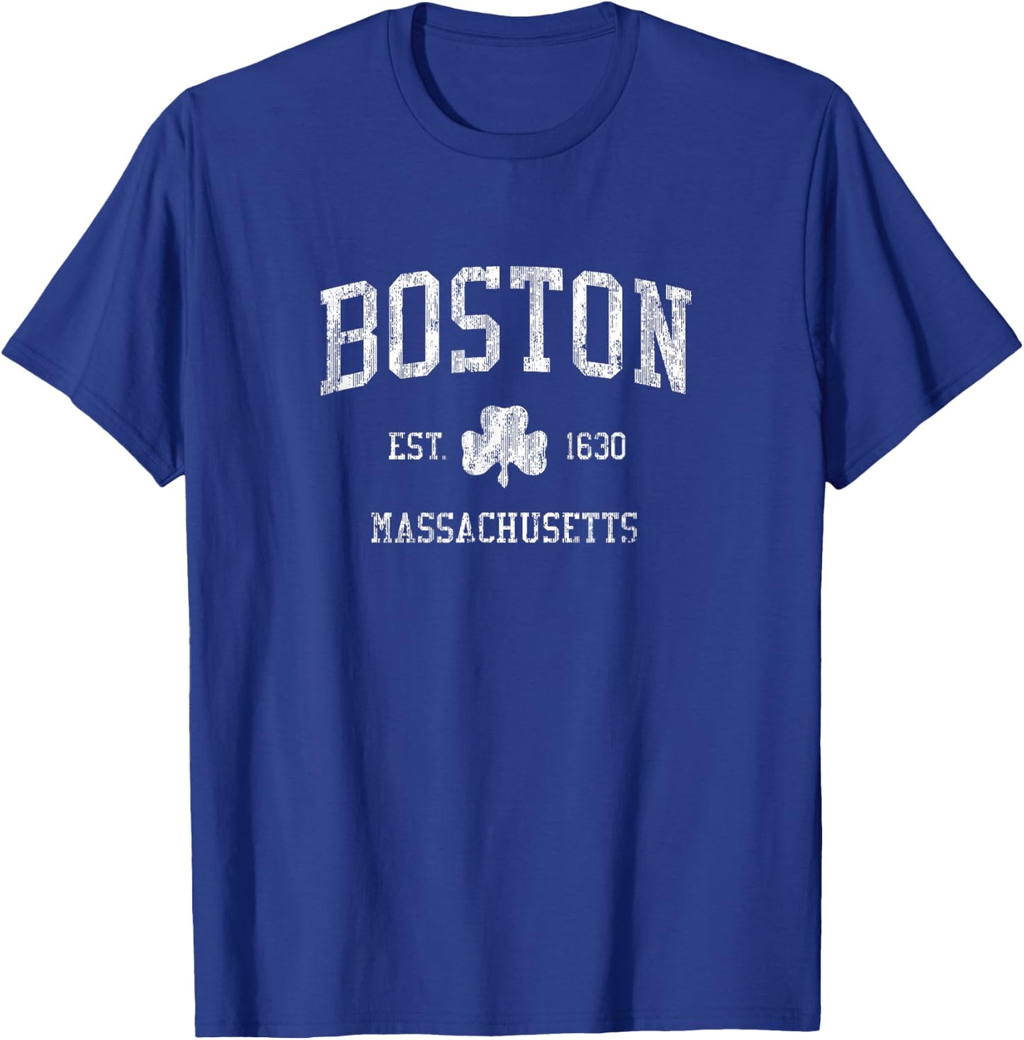 Boston MA Vintage Shamrock Sports Design T-Shirt - T-Shirt | Royal