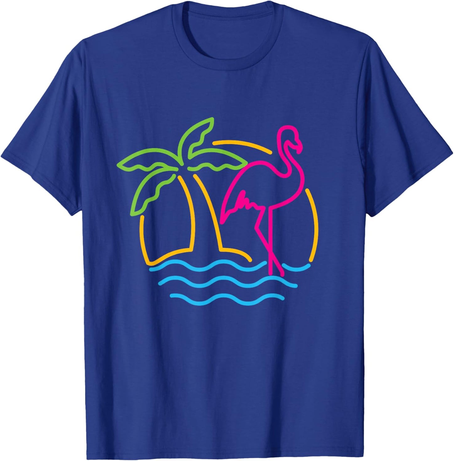 80s Vintage Miami Retro Neon Pink Flamingo T-Shirt - T-Shirt | Royal