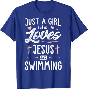 Just A Girl Who Loves Jesus And Swimming Gift Women T-Shirt - T-Shirt | Royal
