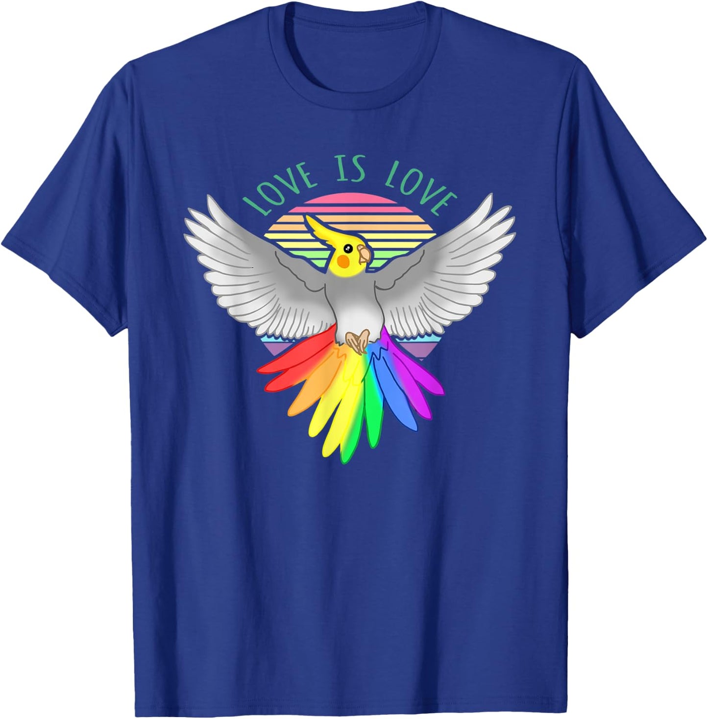 Love is Love Birb Parrot Pet Pride Month Rainbow Cockatiel T-Shirt - T-Shirt | Royal