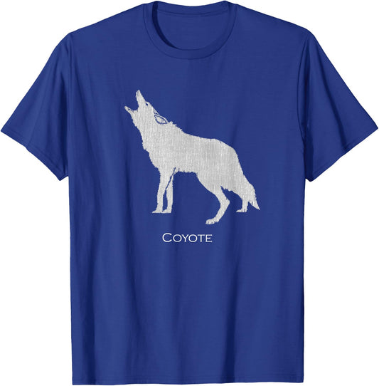 Howling Coyote Drawing Silhouette Style T-Shirt - T-Shirt | Royal