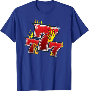 777 Lucky Slot Machine Numbers Jackpot T-Shirt - T-Shirt | Royal