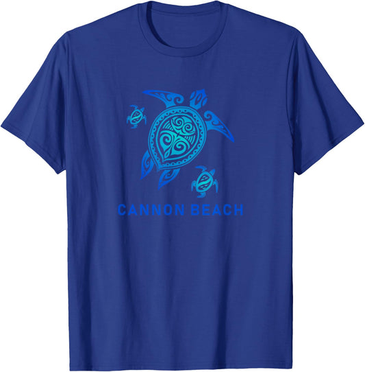 Cannon Beach Oregon Sea Blue Tribal Turtle T-Shirt - T-Shirt | Royal