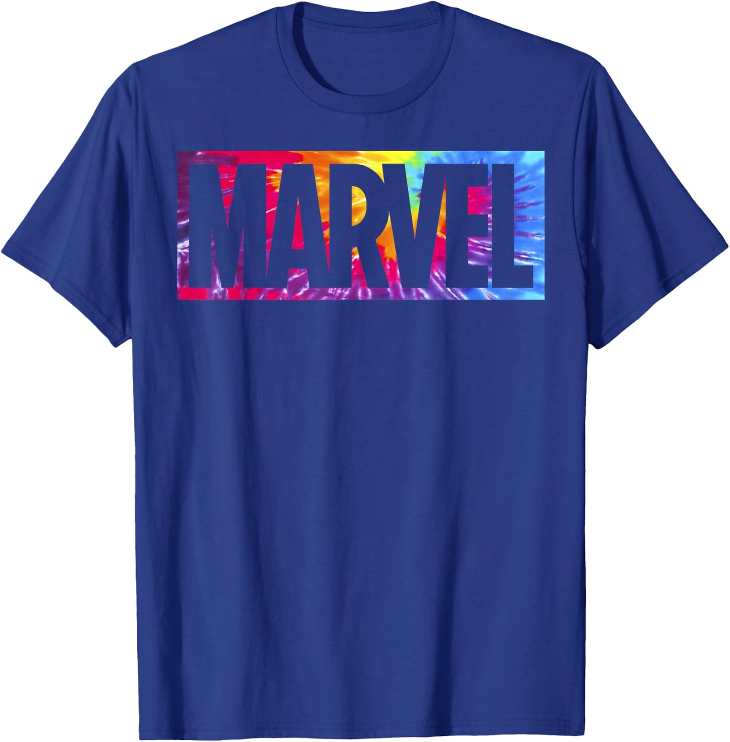 Marvel Tie Dye Box Logo Typographic T-Shirt - T-Shirt | Royal