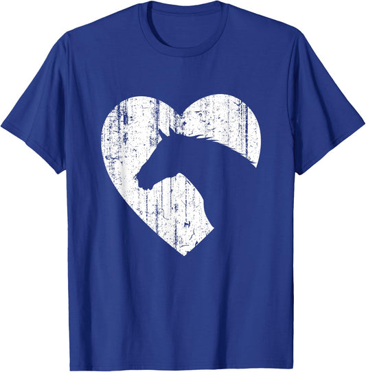 Horse Heart Silhouette For Cowgirl Equestrian Graphic Print T-Shirt - T-Shirt | Royal