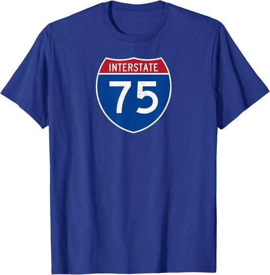I-75 Interstate Road Trip 75th Birthday Vintage T-Shirt - T-Shirt | Royal