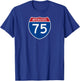 I-75 Interstate Road Trip 75th Birthday Vintage T-Shirt - T-Shirt | Royal
