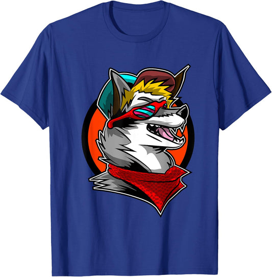 Funny Furry Shirt 80's Wolf Fursona with Sunglasses T-Shirt - T-Shirt | Royal