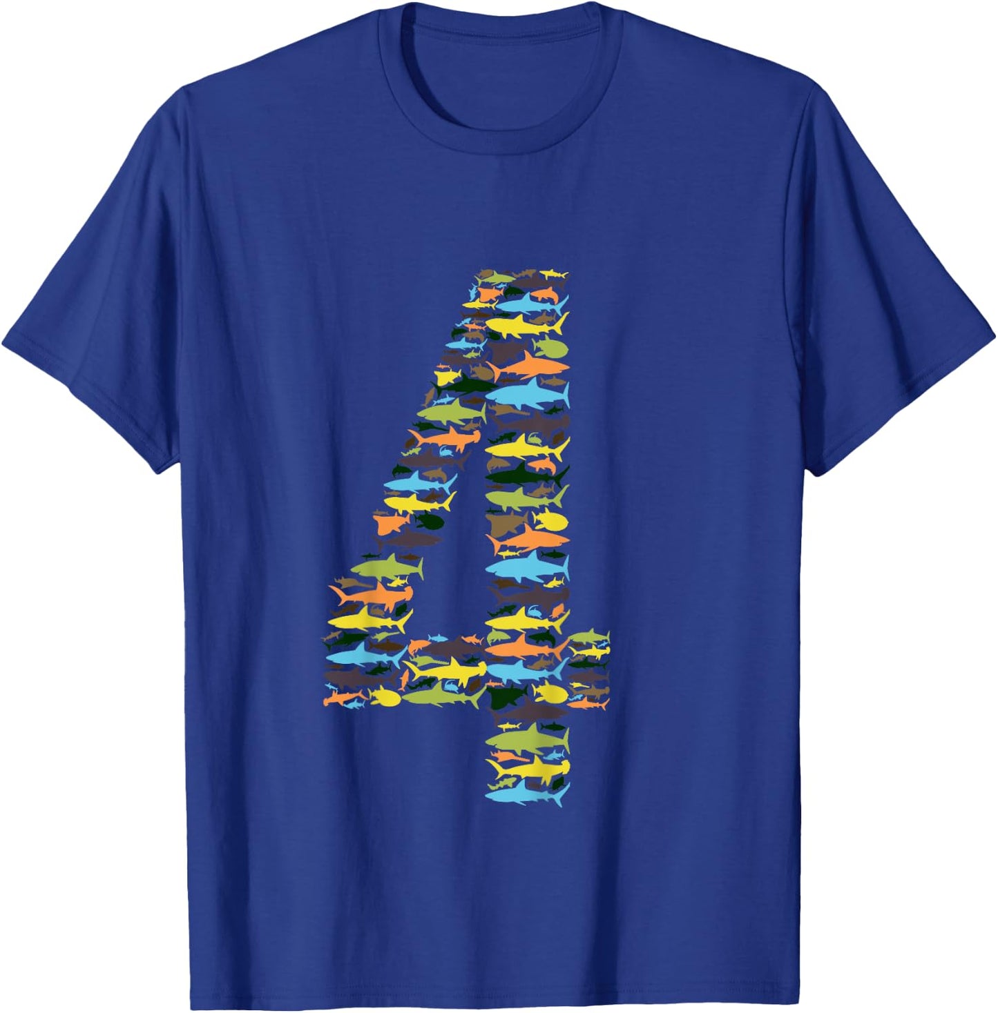 Types Of Sharks Birthday For 4 Year Old Boys & Girls T-Shirt - T-Shirt | Royal