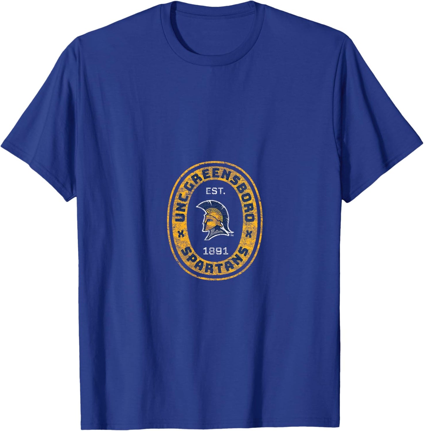 Women's UNC Greensboro UNCG Spartans Retro Crest Seal V-Neck T-Shirt - T-Shirt | Royal