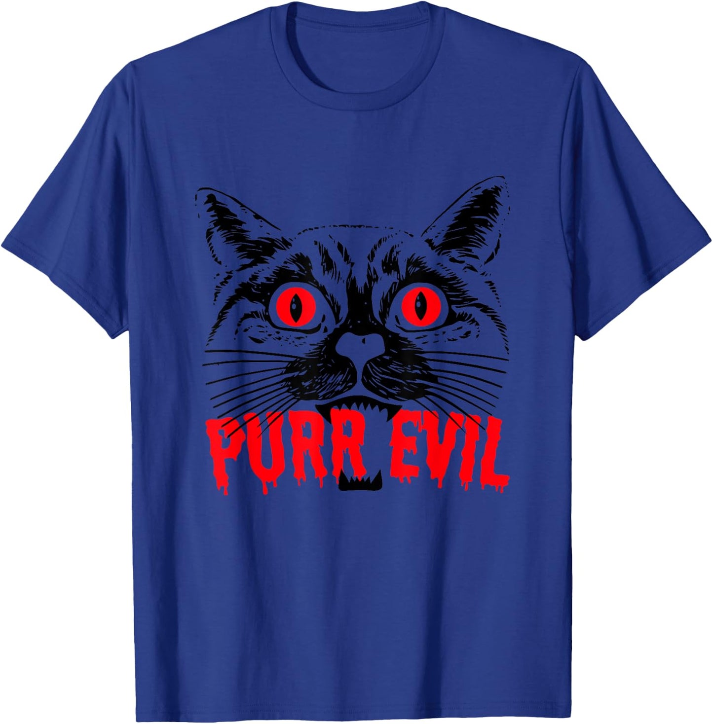 Purr Evil Satanic Cat Spooky design for Halloween T-Shirt - T-Shirt | Royal