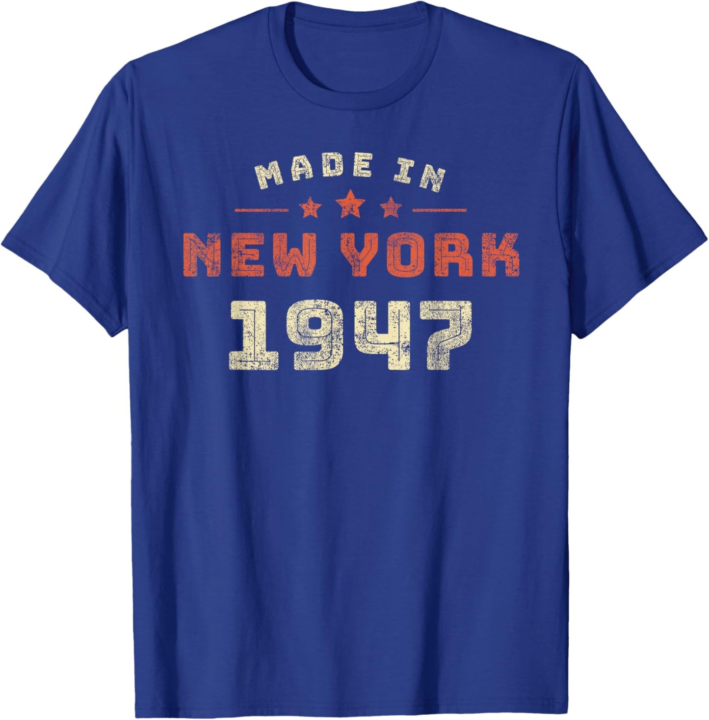 New York City 1947 Birth Year Retro Style Graphic T-Shirt - T-Shirt | Royal