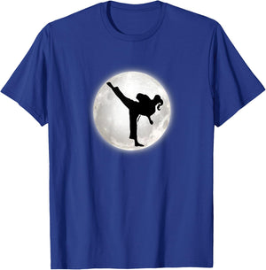 Taekwondo Girl in the Moon for Girls The Kick T-Shirt - T-Shirt | Royal