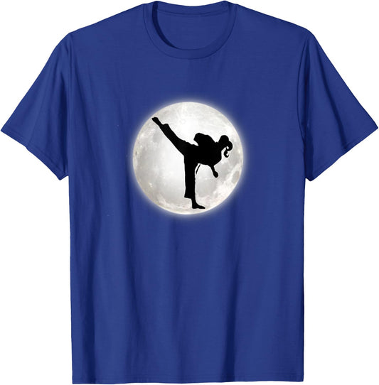 Taekwondo Girl in the Moon for Girls The Kick T-Shirt - T-Shirt | Royal