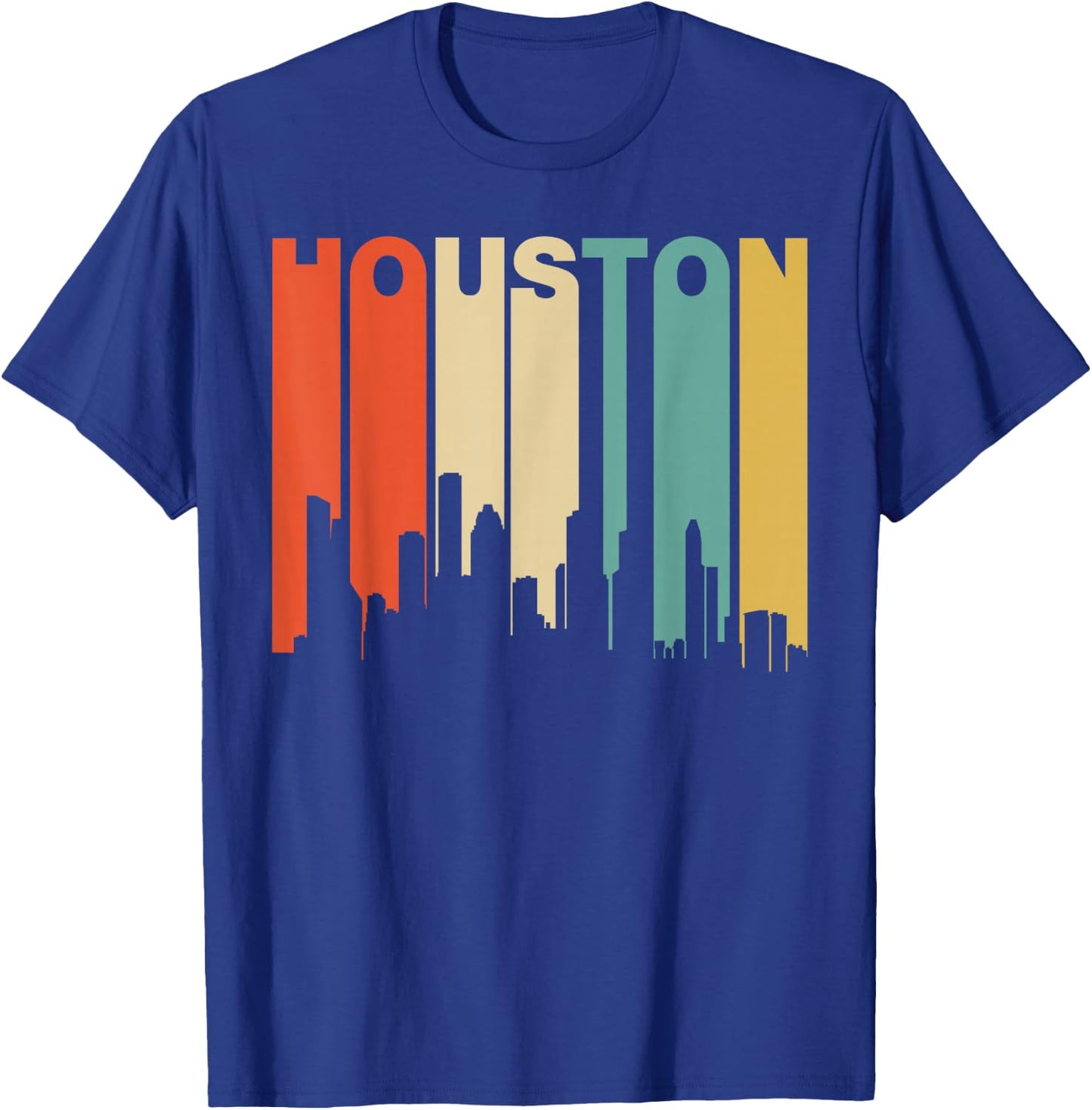 Retro 1970's Style Houston Texas Skyline T-Shirt - T-Shirt | Royal