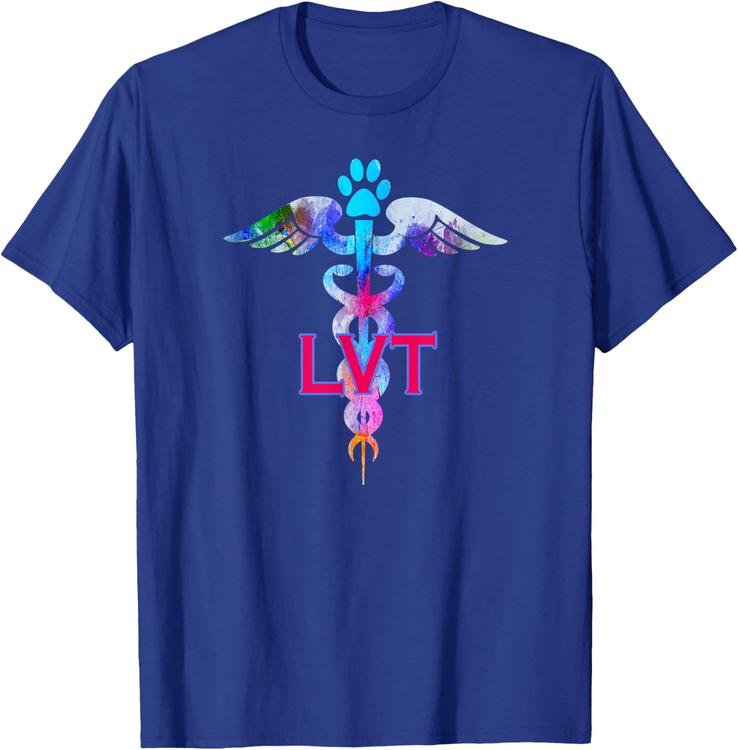 LVT Licensed Veterinary Technician Paw Print Caduceus Shirt T-Shirt - T-Shirt | Royal