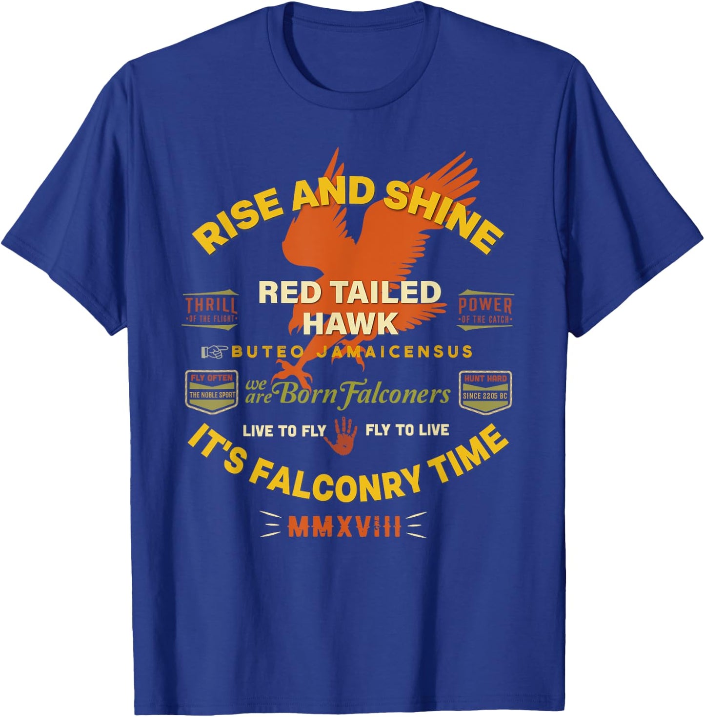 It's Falconry Time! Red Tail Hawk Graphic for Falconers T-Shirt - T-Shirt | Royal