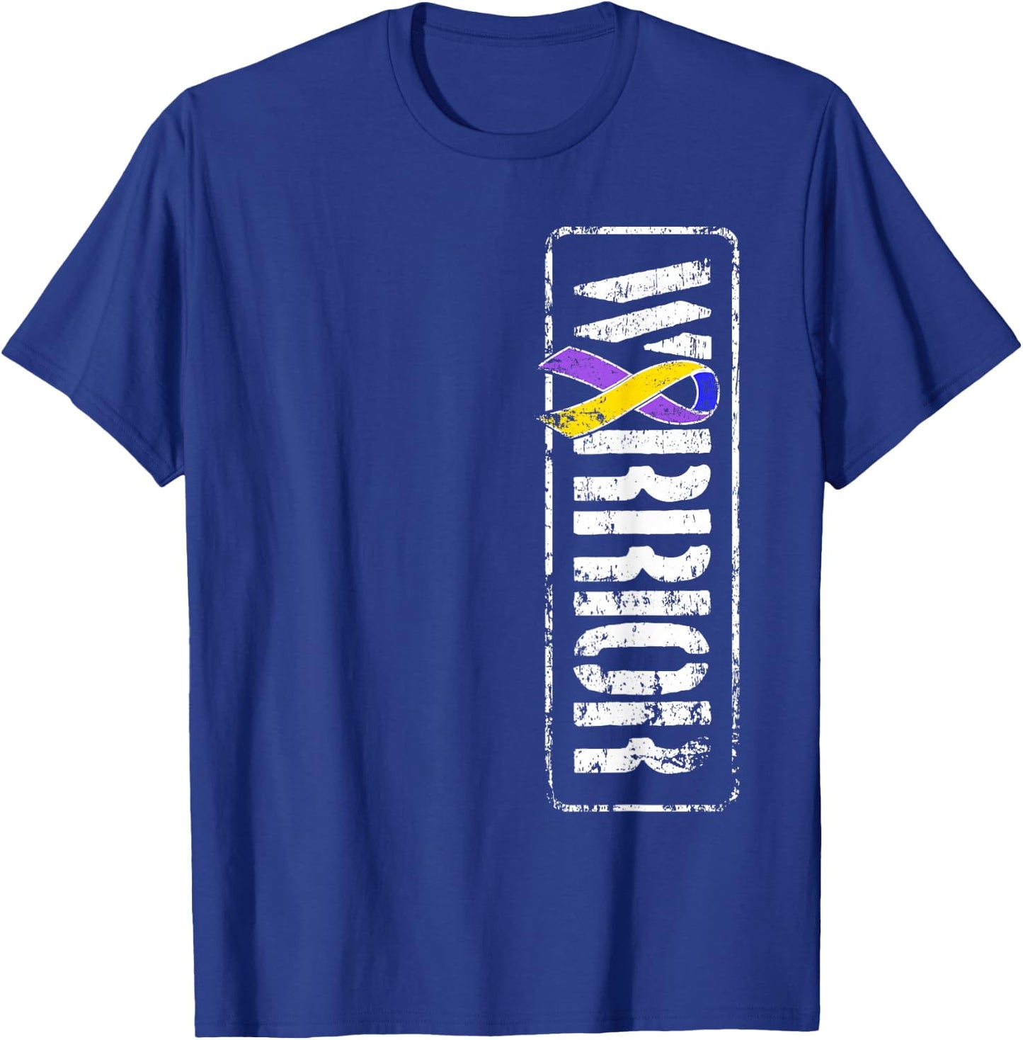 Bladder Cancer Awareness - Military Warrior Ribbon T-Shirt - T-Shirt | Royal
