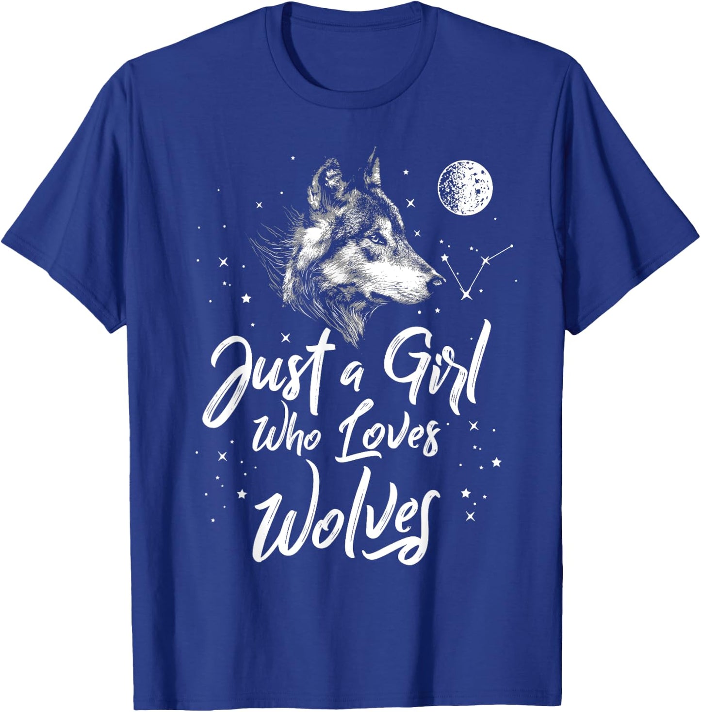 Just A Girl Who Loves Wolves Shirt Wolf Shirt Women Girls T-Shirt - T-Shirt | Royal