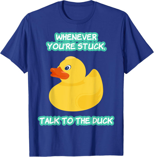 Funny Programmer Talk To The Duck T-Shirt - T-Shirt | Royal