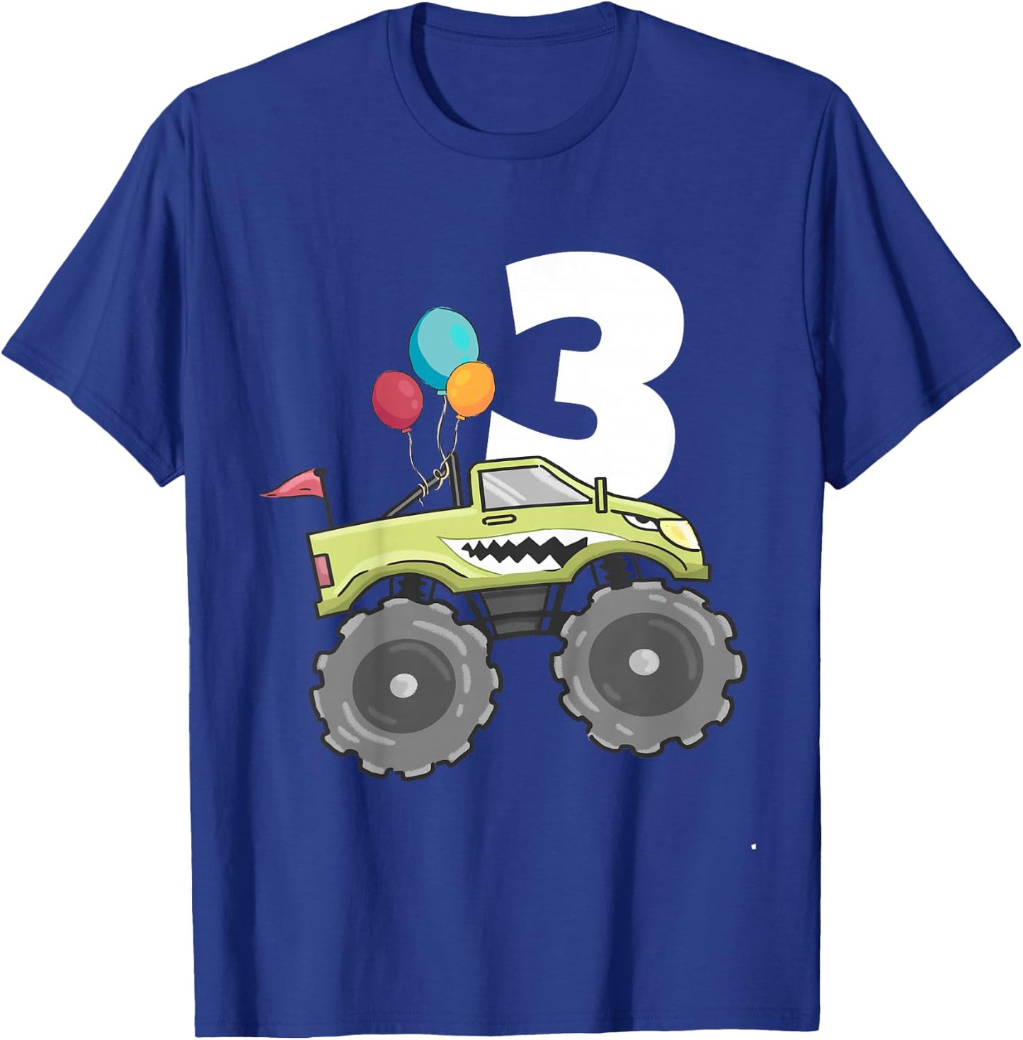 Kids Monster Truck Shark 3rd Birthday Boy 3 Three Year Old T-Shirt - T-Shirt | Royal