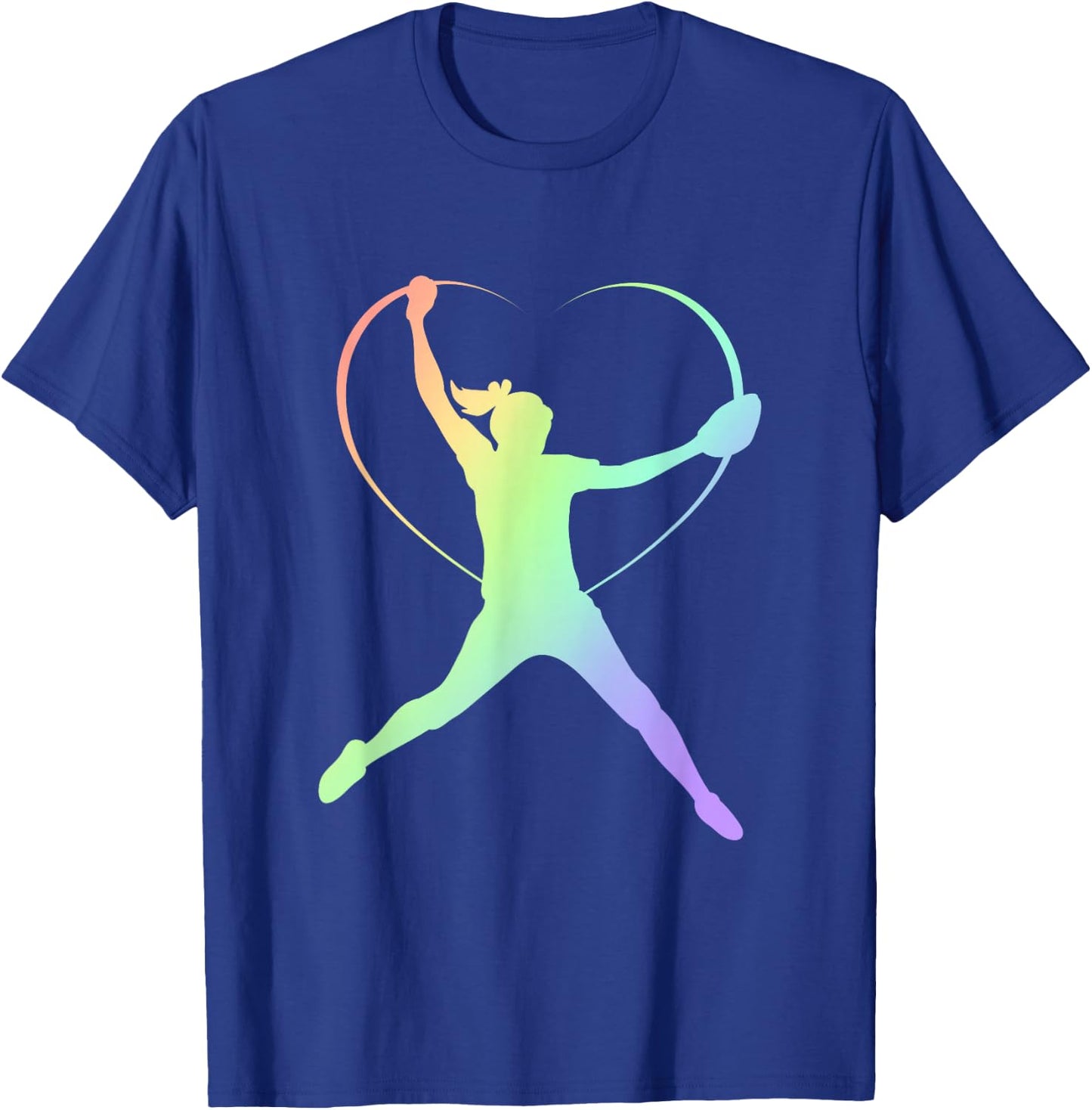 Soft Rainbow Softball Gifts for Teen Girls Pitcher Patterned T-Shirt - T-Shirt | Royal