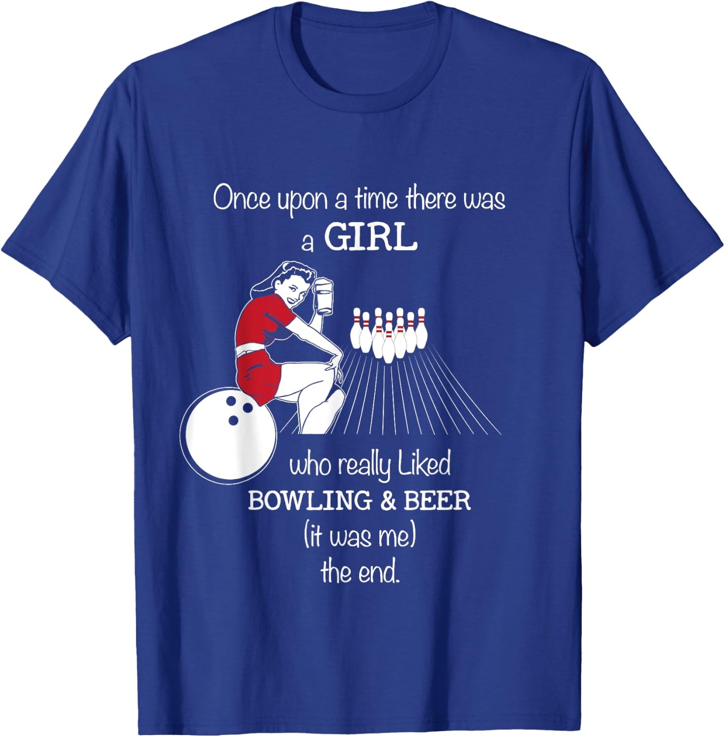 Girl Loves Bowling And Beer Bowling Gear & Girls T-Shirt - T-Shirt | Royal