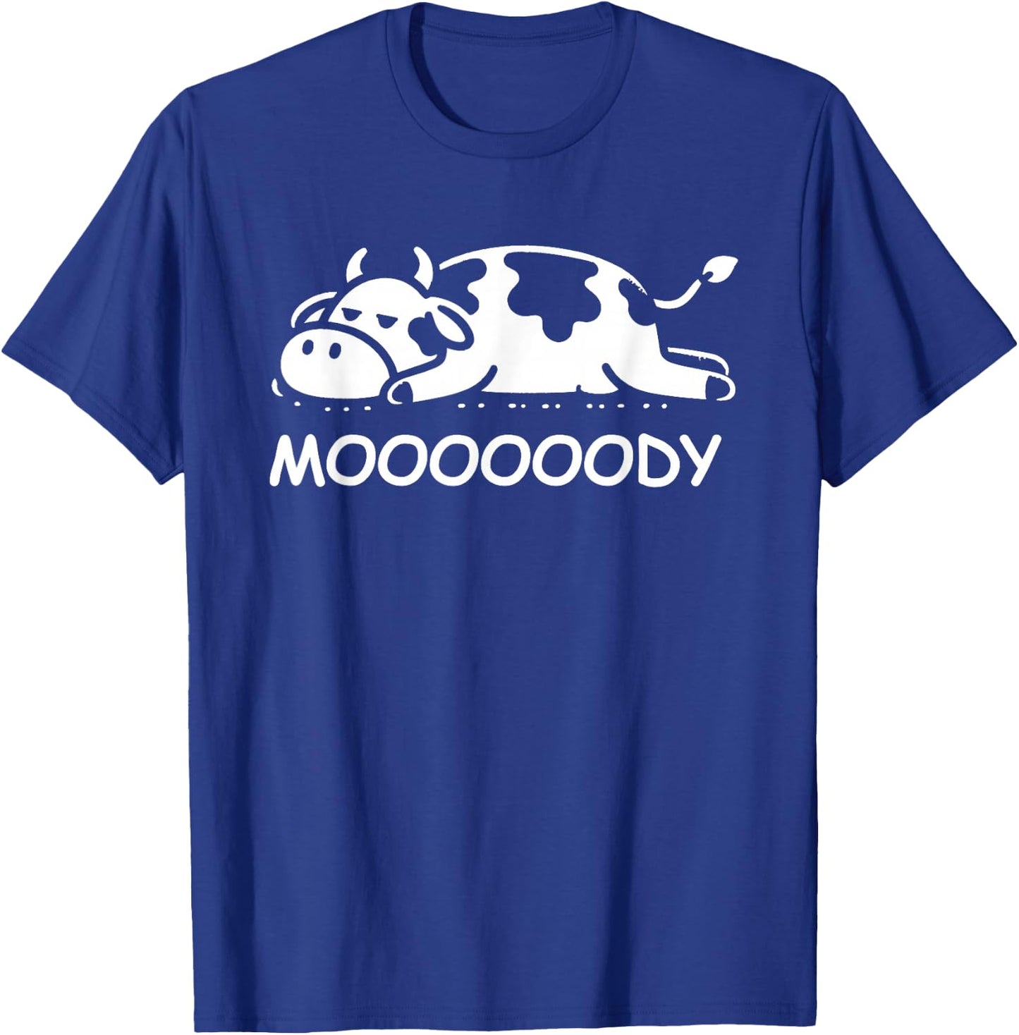 Cow Moody Funny Sleepy Cow Lazy Cow T-Shirt - T-Shirt | Royal