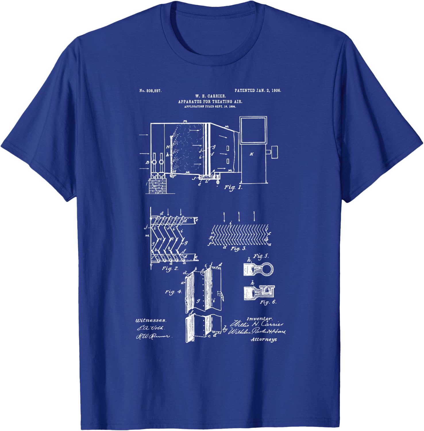 HVAC Technician Funny First Air Condition Patent Print T-Shirt - T-Shirt | Royal