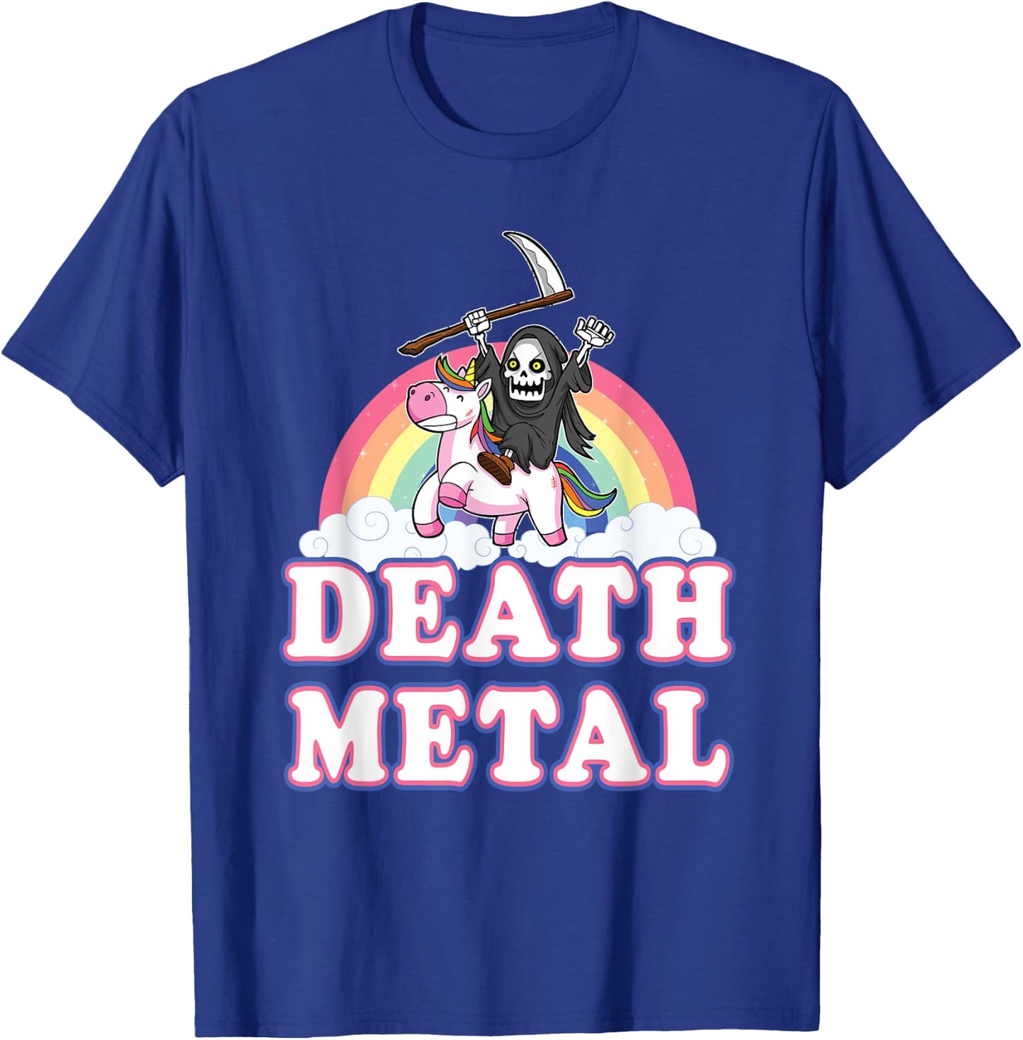 Death Metal Funny Rainbow Grim Reaper Unicorn Shirt T-Shirt - T-Shirt | Royal