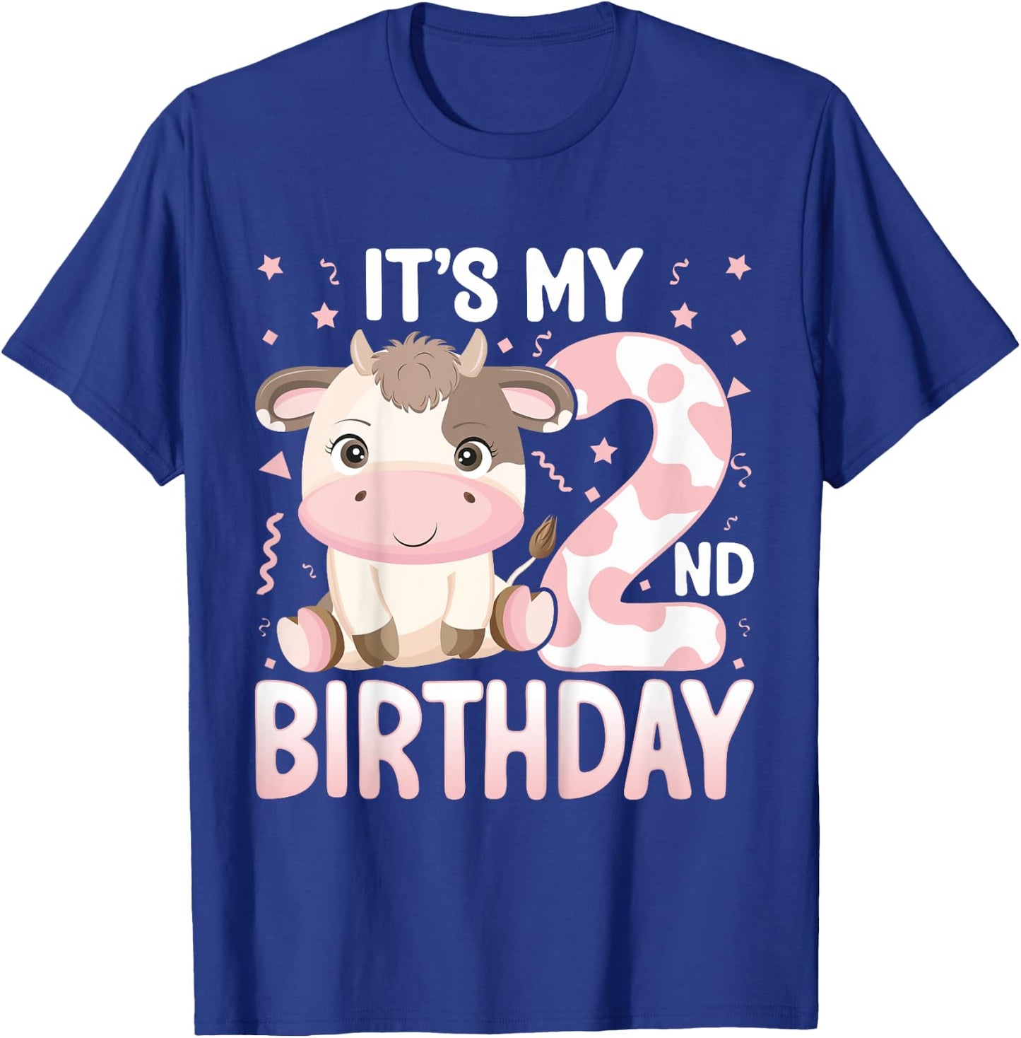 Kids It's My 2nd Birthday Cow - Cute Cow 2 Years Old Birthday T-Shirt - T-Shirt | Royal