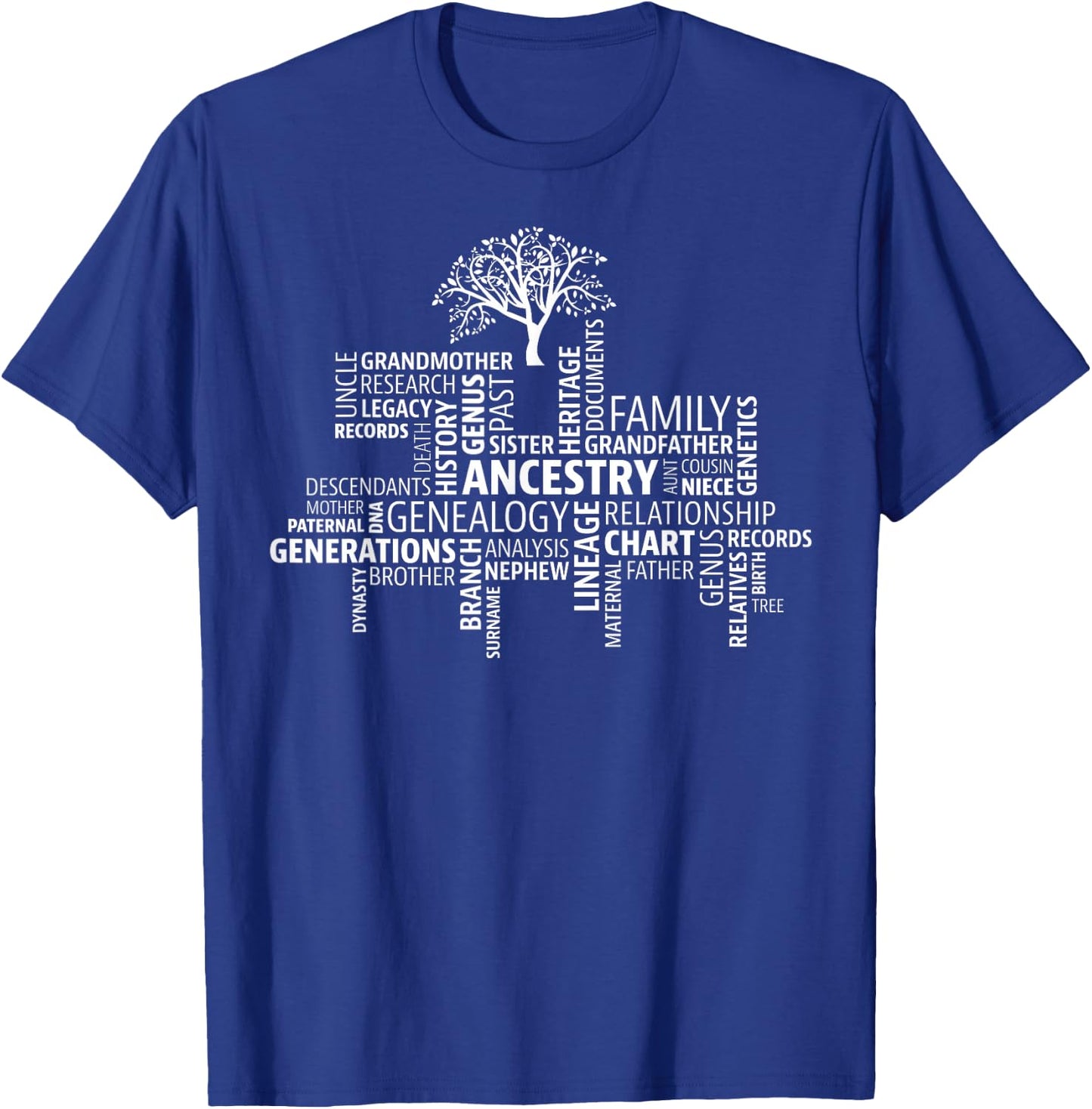 Genealogy, Ancestry, Word Cloud Research your family T-Shirt - T-Shirt | Royal
