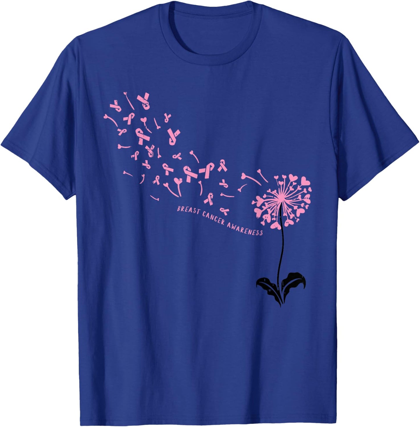 Dandelion Breast Cancer Awareness Pink RIbbon Support Gift T-Shirt - T-Shirt | Royal