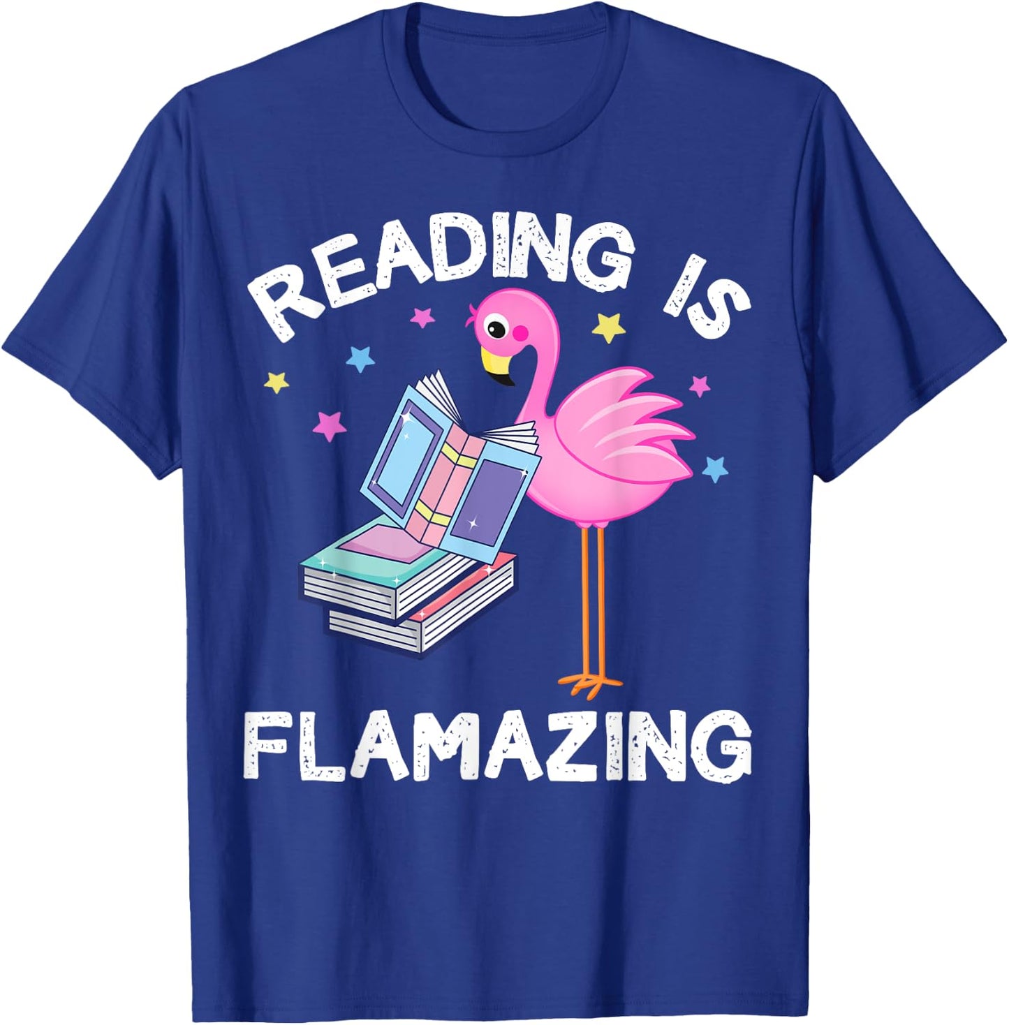 Reading is Flamazing Funny Flamingo Book Lover Reader Gift T-Shirt - T-Shirt | Royal